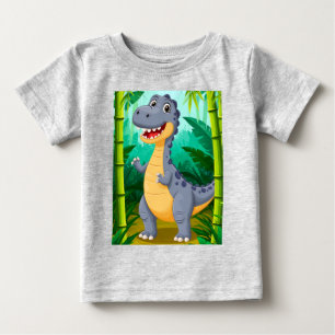 Niedlicher Cartoon-Dinosaurier steht in einer üppi Baby T-shirt