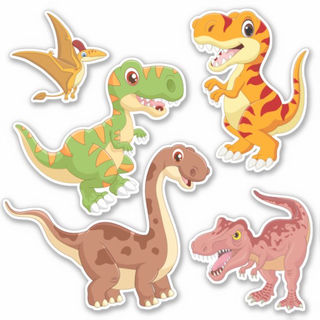 Niedlicher Cartoon Dinosaurier Sticker Set (Vorderseite)