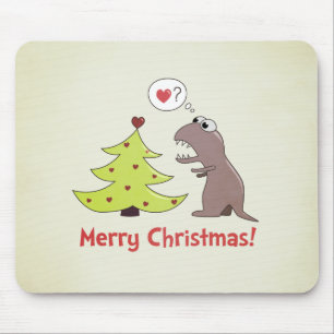 Niedlicher Cartoon Dinosaurier Weihnachten Mousepad