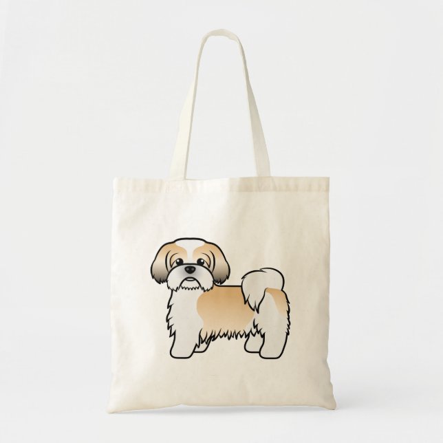 Niedlicher Cartoon Dog aus Gold und Weiß-Shih Tzu Tragetasche (Vorne)