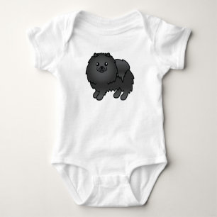Niedlicher Cartoon Dog aus schwarzem Spitz Baby Strampler