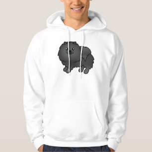 Niedlicher Cartoon Dog aus schwarzem Spitz Hoodie