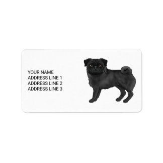 Niedlicher Cartoon-Dog-Design mit Mops Adressaufkleber