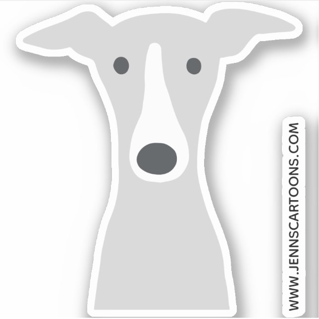 Niedlicher Cartoon Dog Face von Greyhound oder Whi Aufkleber (Vorderseite)