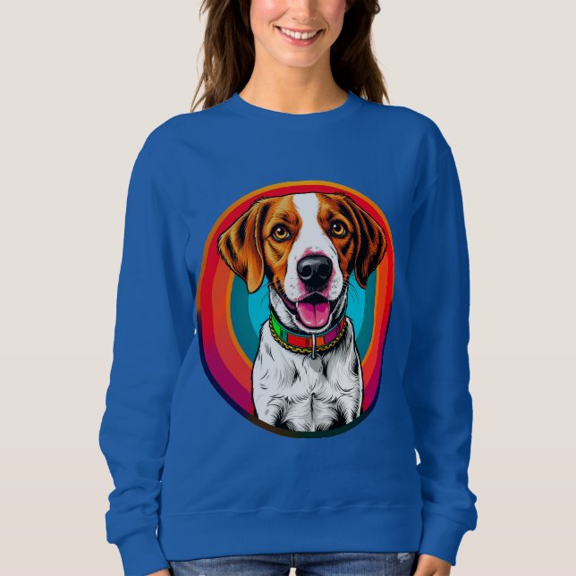 Niedlicher Cartoon Dog mit Collar Sweatshirt (Vorderseite)