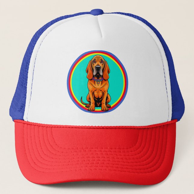Niedlicher Cartoon Dog mit Collar Truckerkappe (Vorderseite)