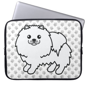 Niedlicher Cartoon Dog & Paws aus weißem Spitz Laptopschutzhülle