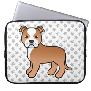 Niedlicher Cartoon Dog & Paws in Rot und Weiß Laptopschutzhülle