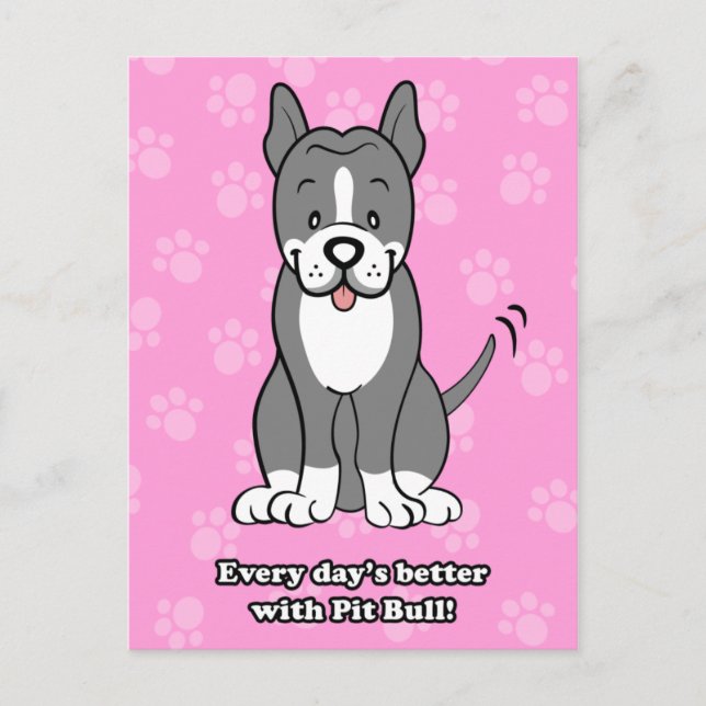 Niedlicher Cartoon Dog Pitbull Postkarte (Vorderseite)