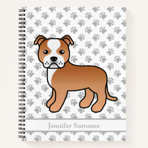 Niedlicher Cartoon Dog & Text in Rot und Weiß Notizbuch