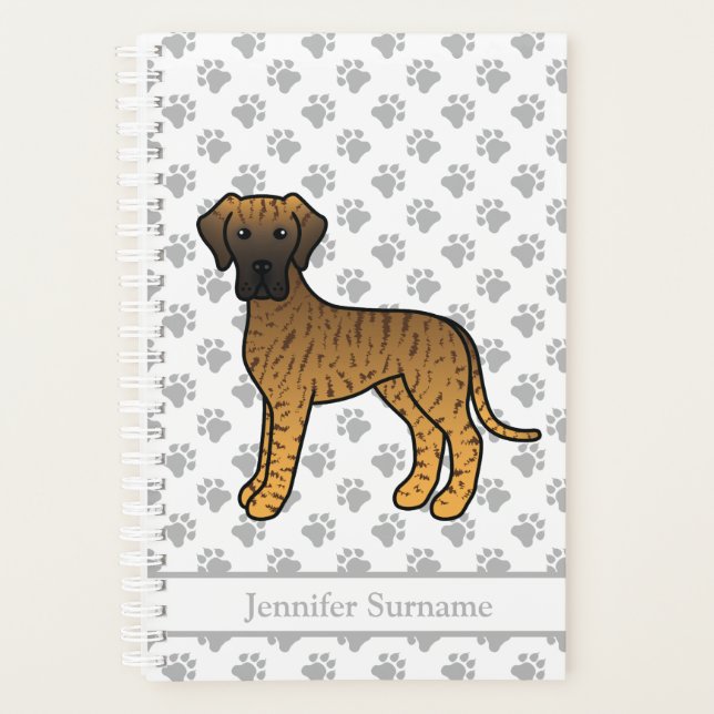 Niedlicher Cartoon Dog & Text mit der Brindle Grea Planer (Vorderseite)