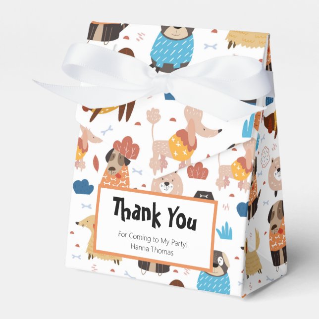 Niedlicher Cartoon Dog Thema Geburtstagsparty Geschenkschachtel (Vorderseite)