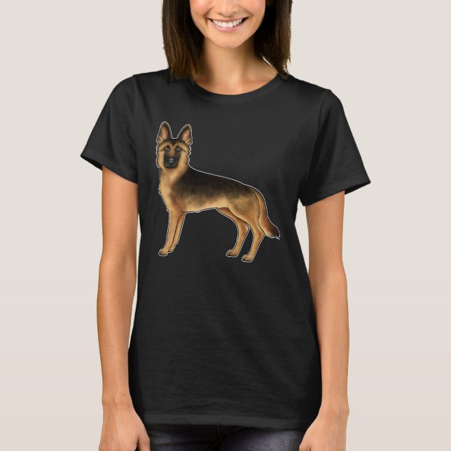 Niedlicher Cartoon Dog von Black and Tan German Sh T-Shirt (Vorderseite)