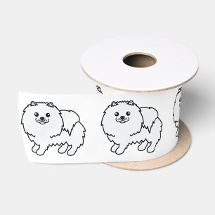 Niedlicher Cartoon Dog, weißer Spitz Satinband