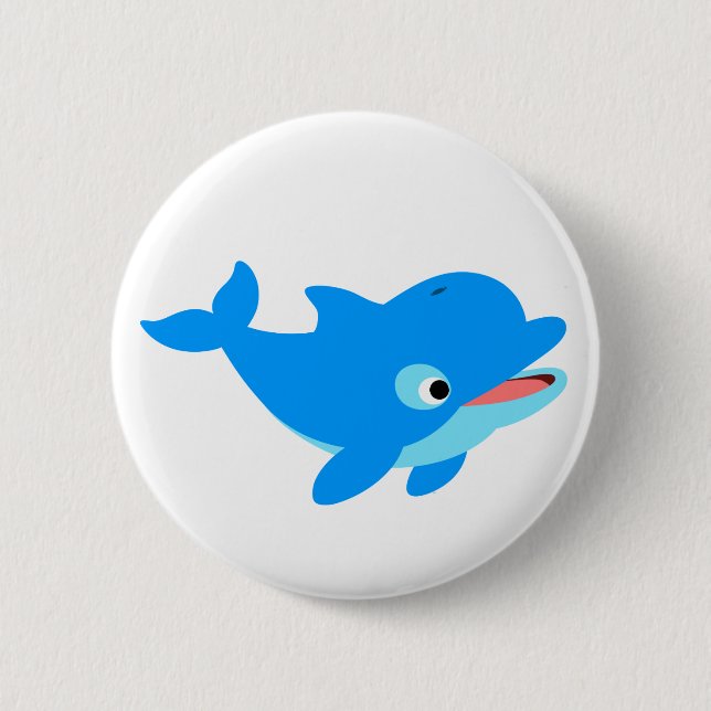 Niedlicher Cartoon Dolphin Button (Vorderseite)