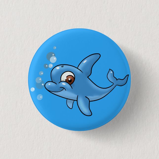 Niedlicher Cartoon Dolphin Button (Vorderseite)