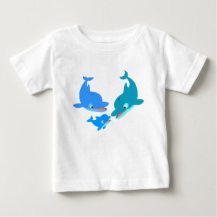Niedlicher Cartoon Dolphin Family Baby T - Shirt