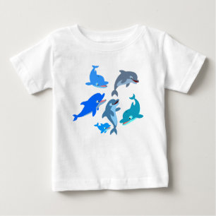 Niedlicher Cartoon Dolphin Pod Baby T - Shirt