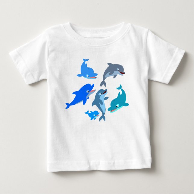 Niedlicher Cartoon Dolphin Pod Ruffle Dress Baby T-shirt (Vorderseite)