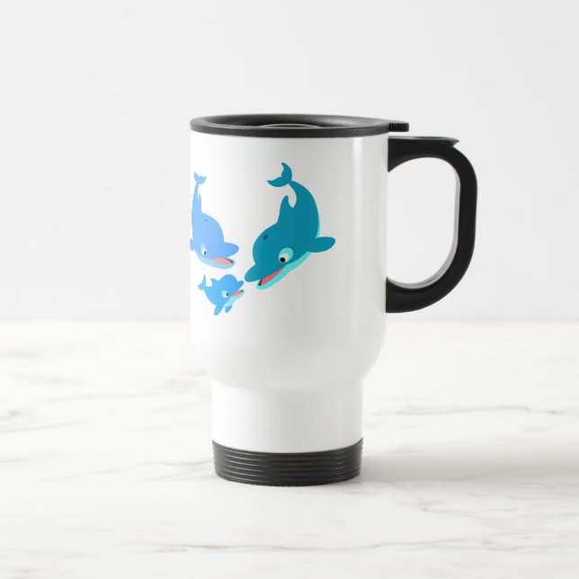 Niedlicher Cartoon Dolphin Reisebecher (Rechts)
