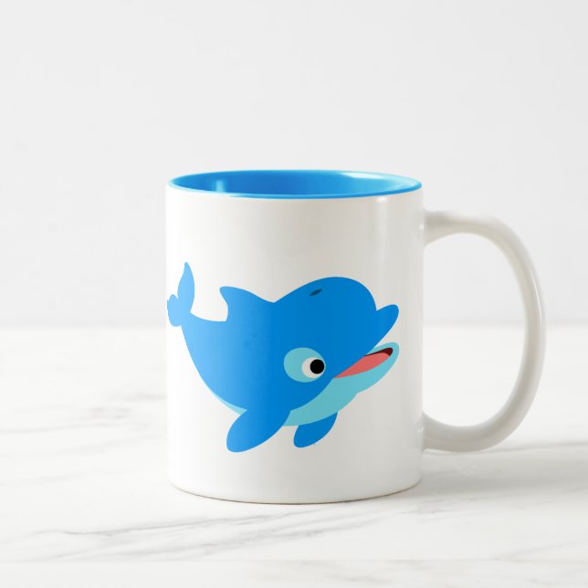 Niedlicher Cartoon Dolphin Zweifarbige Tasse (Rechts)