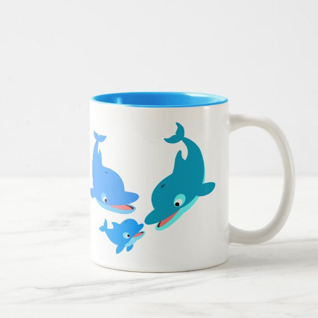 Niedlicher Cartoon Dolphin Zweifarbige Tasse (Rechts)