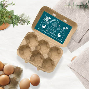 Niedlicher Cartoon Doodle Rustikale Eierkarton Rechteckiger Aufkleber