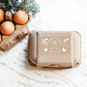 Niedlicher Cartoon Doodle Rustikale Eierkarton Rechteckiger Aufkleber