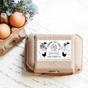 Niedlicher Cartoon Doodle Rustikale Eierkarton Rechteckiger Aufkleber