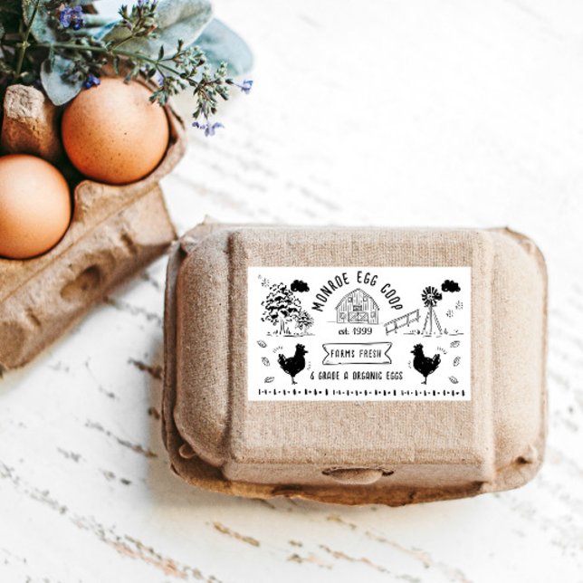 Niedlicher Cartoon Doodle Rustikale Eierkarton Rechteckiger Aufkleber (Von Creator hochgeladen)