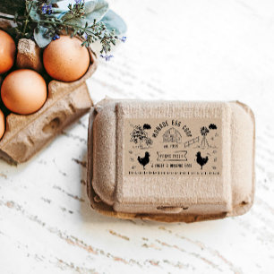 Niedlicher Cartoon Doodle Rustikale Eierkarton Rechteckiger Aufkleber