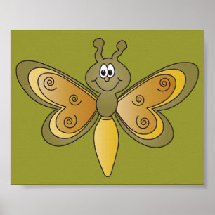 Niedlicher Cartoon Dragonfly Poster