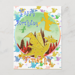 Niedlicher Cartoon Dragons Happy Birthday Postcard Postkarte