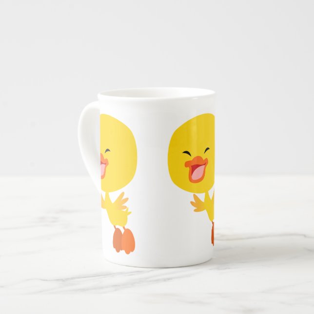 Niedlicher Cartoon Duckling Knochen China Tasse (Vorderseite Links)