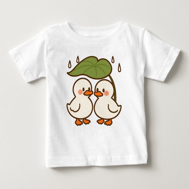 Niedlicher Cartoon Ducklings Leaf-Kinder T - Shirt (Vorderseite)
