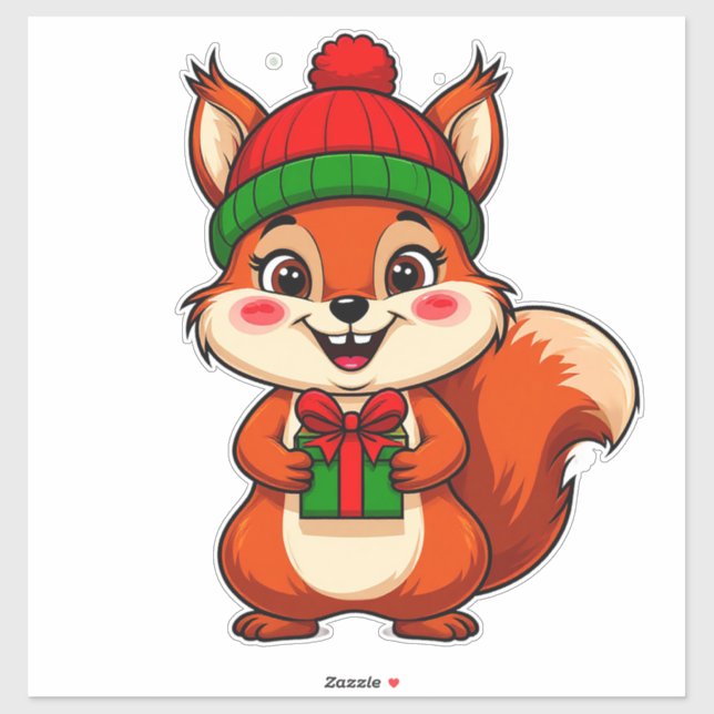 Niedlicher Cartoon Eichhörnchen Aufkleber (Blatt)
