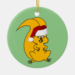 Niedlicher Cartoon Eichhörnchen in der Weihnachtsm Keramik Ornament
