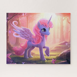 niedlicher Cartoon Einhorn gezeichnet rosa Puzzle