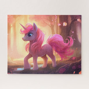 niedlicher Cartoon Einhorn gezeichnet rosa Puzzle