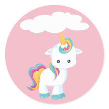 Niedlicher Cartoon Einhorn mit Wolke