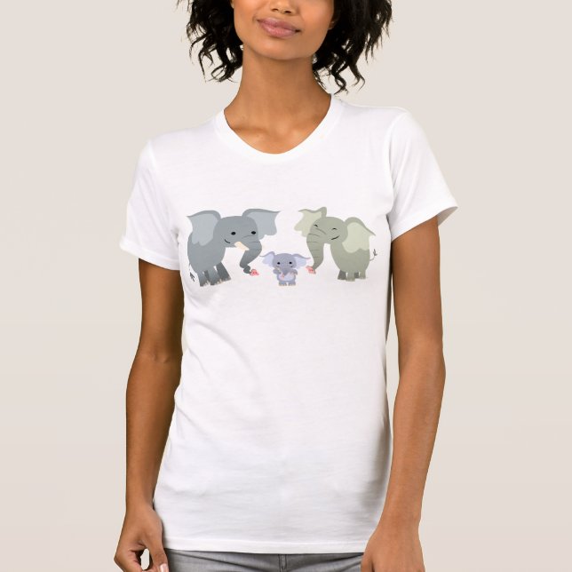 Niedlicher Cartoon-Elefant-Familien-Frauen-T - T-Shirt (Vorderseite)