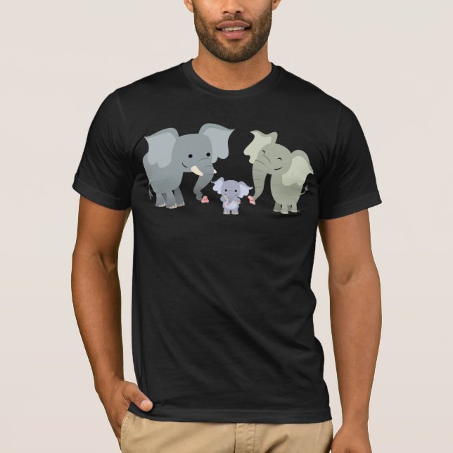 Niedlicher Cartoon-Elefant-Familien-T - Shirt (Vorderseite)