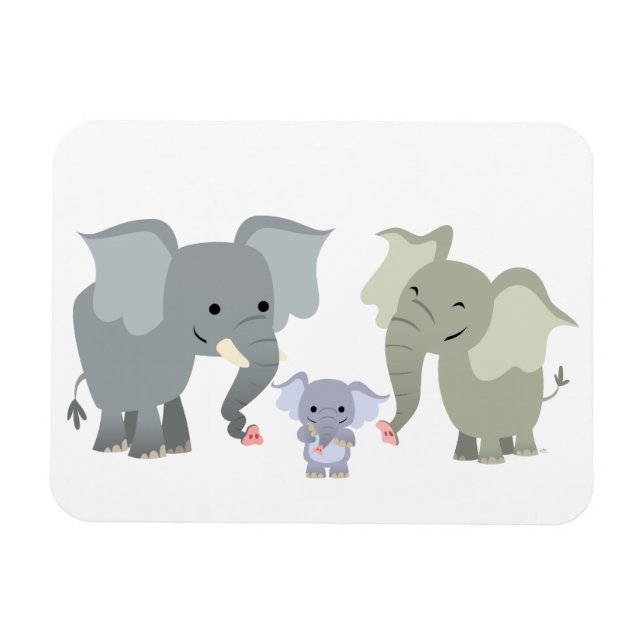 Niedlicher Cartoon Elephant Familienmagnet Magnet (Horizontal)