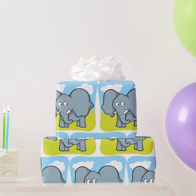 Niedlicher Cartoon Elephant Fun Dschungeltier Geschenkpapier (Von Creator hochgeladen)