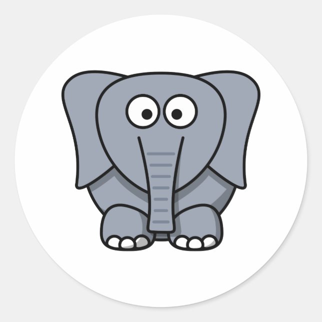 Niedlicher Cartoon Elephant Runder Aufkleber (Vorderseite)