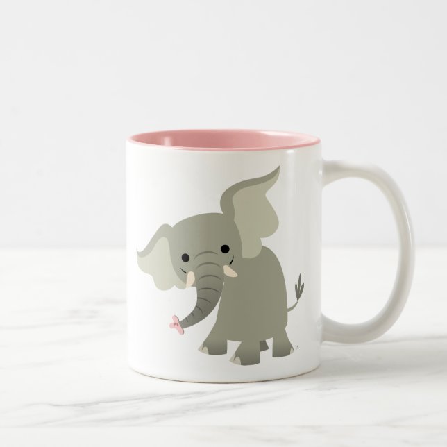 Niedlicher Cartoon Elephant Zweifarbige Tasse (Rechts)