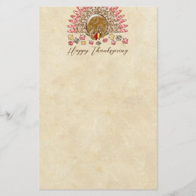 Niedlicher Cartoon Erntedank Türkei Briefpapier (Vorderseite)