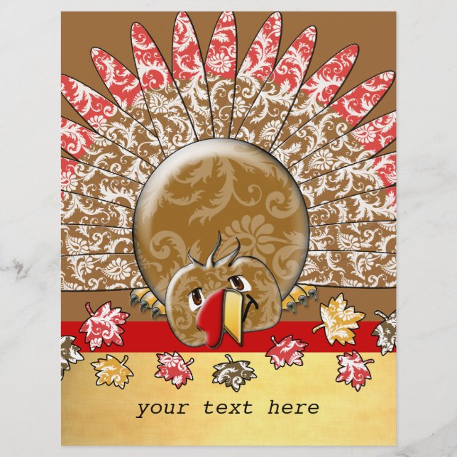 Niedlicher Cartoon Erntedank Türkei Flyer (Vorne)