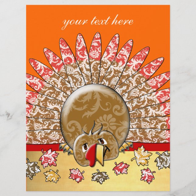 Niedlicher Cartoon Erntedank Türkei Flyer (Vorne)