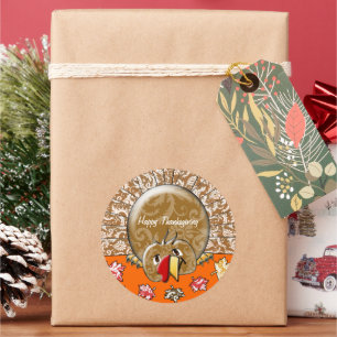 Niedlicher Cartoon Erntedank Türkei Runder Aufkleber